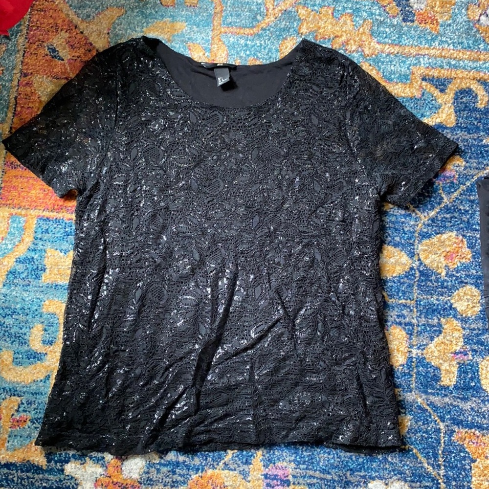 H&M large black Lace T-shirt